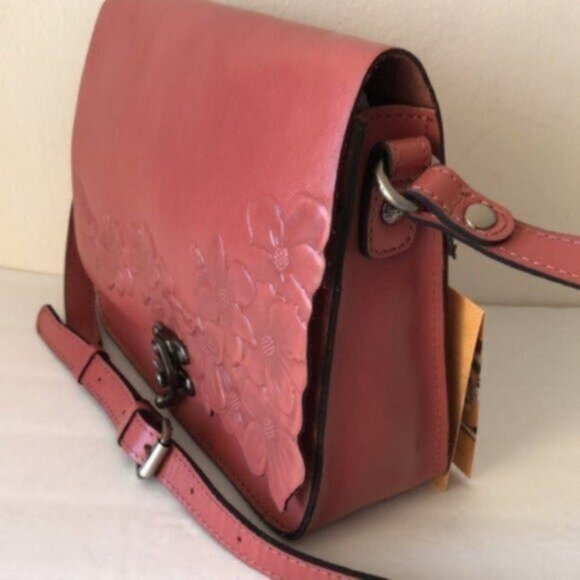 Patricia Nash Cecina Flap Old Rose Leather Tooled Crossbody Pink - Picture 10 of 12